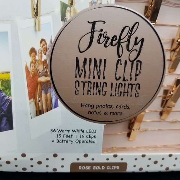 Firefly Mini LED String Lights 15ft Rose Gold Clips Hang Photos Cards Notes New - Picture 4 of 8